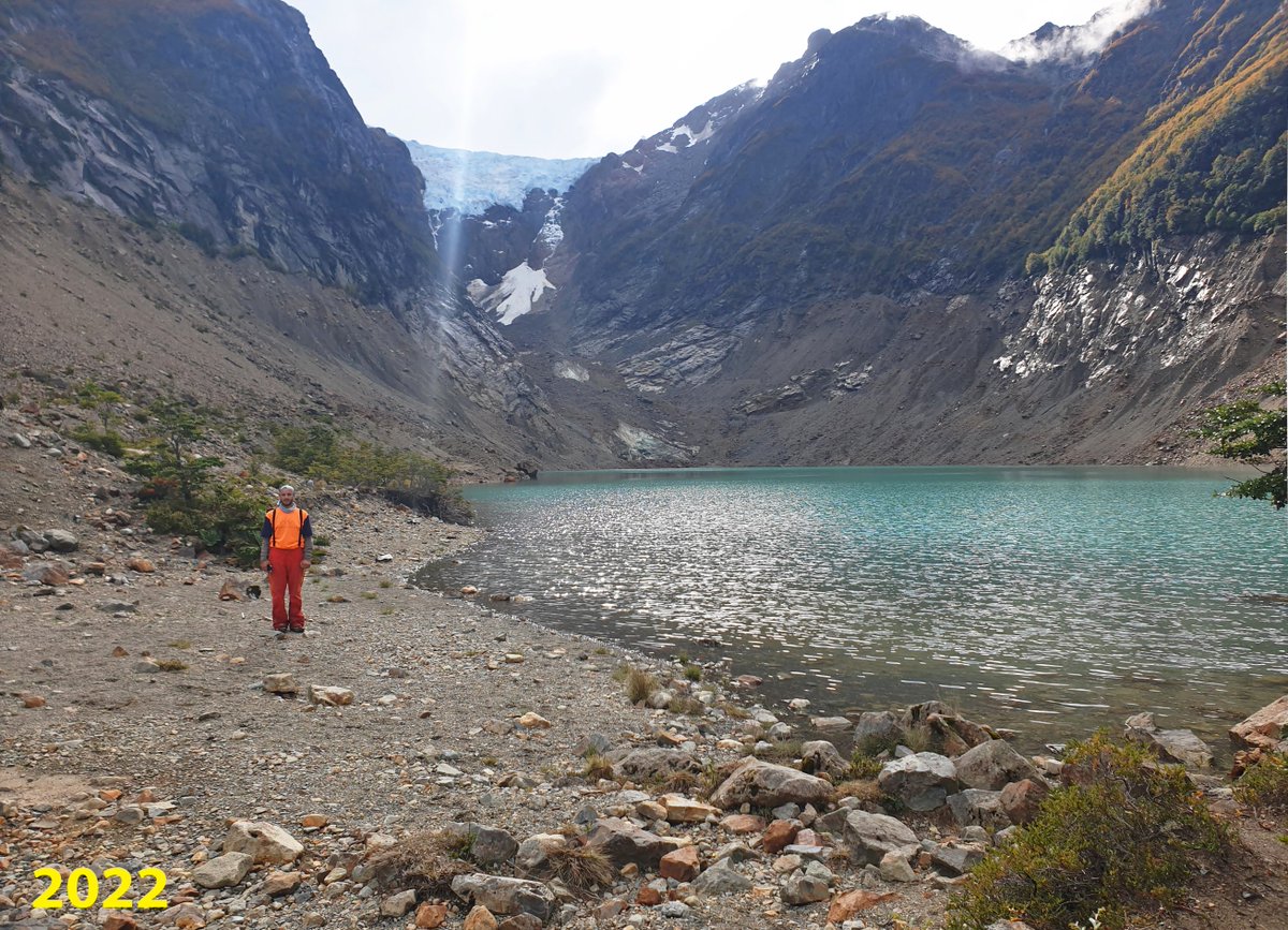 Torrecillas glacier (northern Patagonia, Argentina) 1937 | 2007 | 2022 Currently working on samples from that beautiful place! 🥰🌲💍 Makes me wanna share its evolution...📈🥵 (📷 1937: PNLA | 2007: R. Villalba) See also revista.geologica.org.ar/raga/article/v…