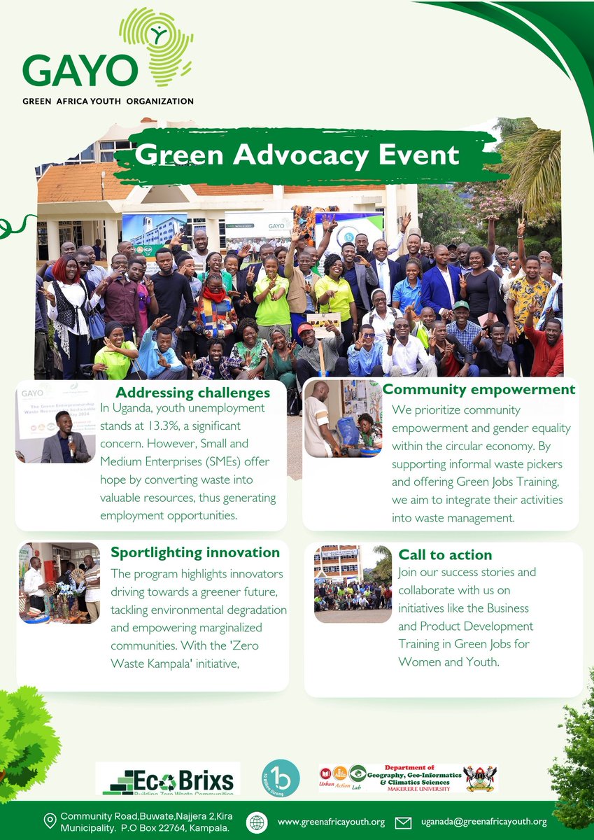 THANK YOU 🌟 To our partners and everyone who made our @GayoUganda Green Advocacy Event, 'Waste Recovery for Sustainable Employment successful !♻️ Check out the links below for those who missed it; youtu.be/ncBuiWOVVos?si… x.com/nilepostnews/s… drive.google.com/file/d/1LSbXza…