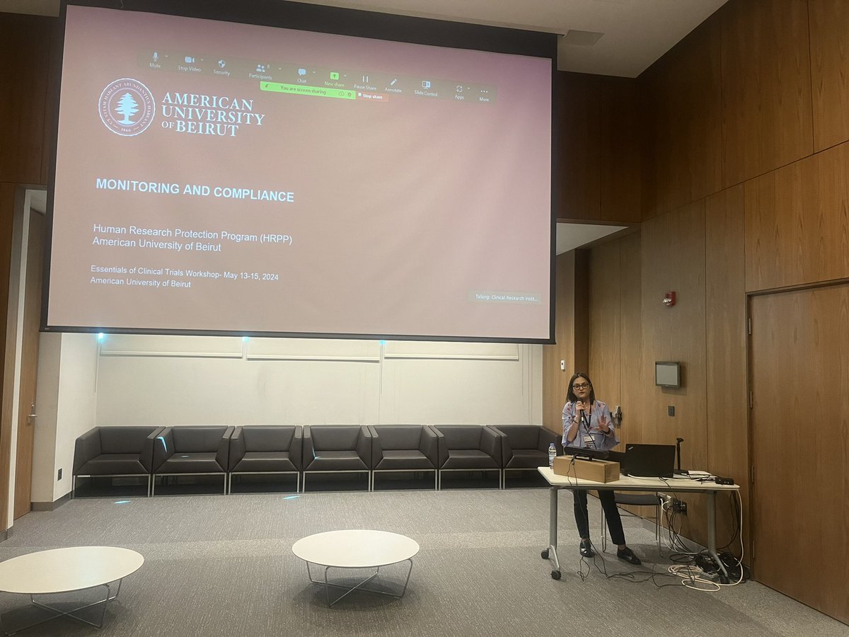 CRI_AUBMC's tweet photo. @abeer_dakik @AUB_IRB @HakimLara @AUB_Lebanon @AUBMC_Official Wrapping day 2 with a didactic session on site monitoring and compliance by Ms. @eid_jamale and a very interesting Q and A session @AUB_Lebanon @AUBMC_Official https://t.co/rxlkoqnB6A