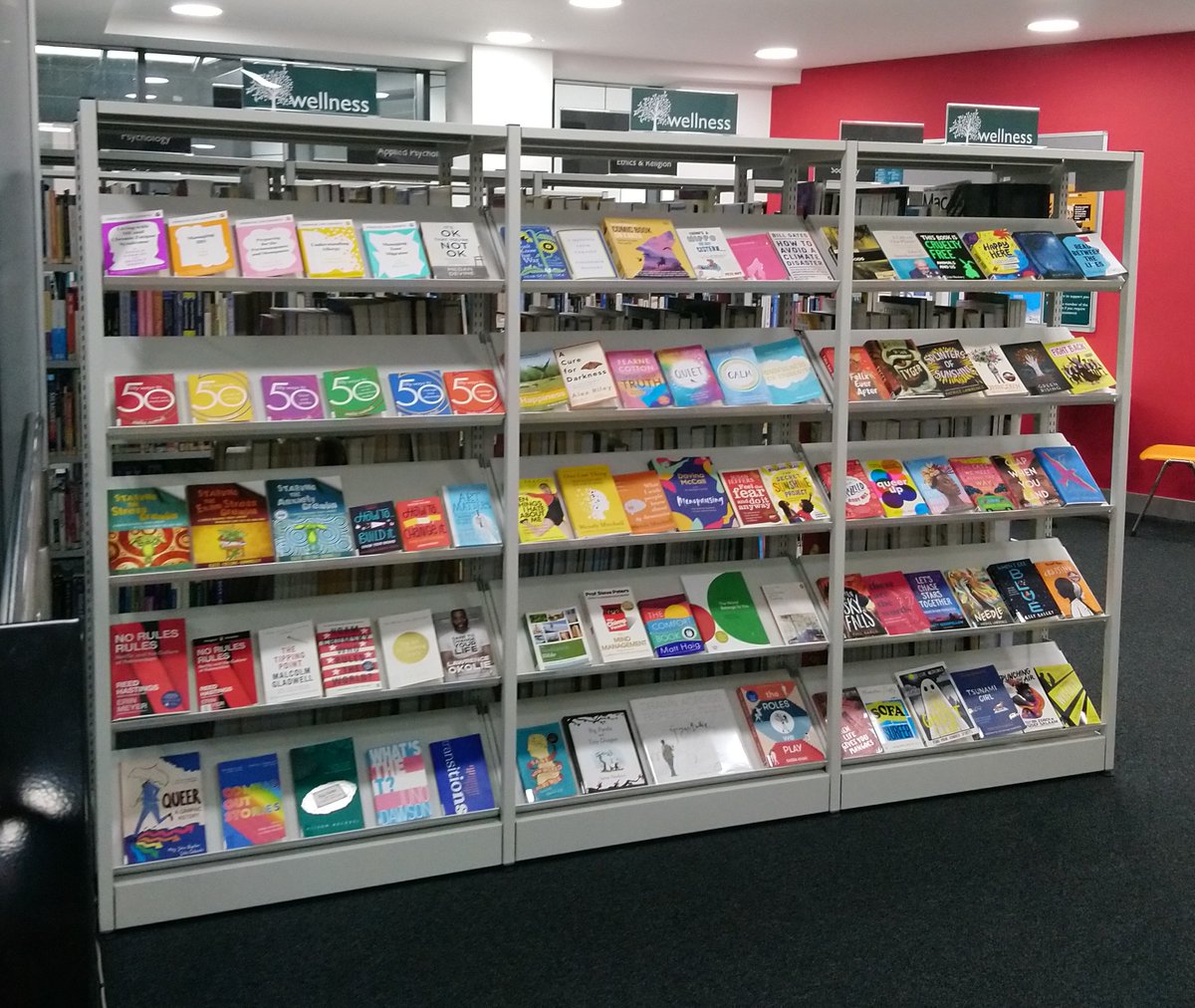 We have a large selection of self-help books on the dedicated Wellness displays within our LRCs. Resources covering a variety of mental health, body matters and LGBTQ+ awareness. We are #HereToHelp and #HereToSupportYou this #MentalHealthAwarenessWeek 💚 webopac.kirkleescollege.ac.uk