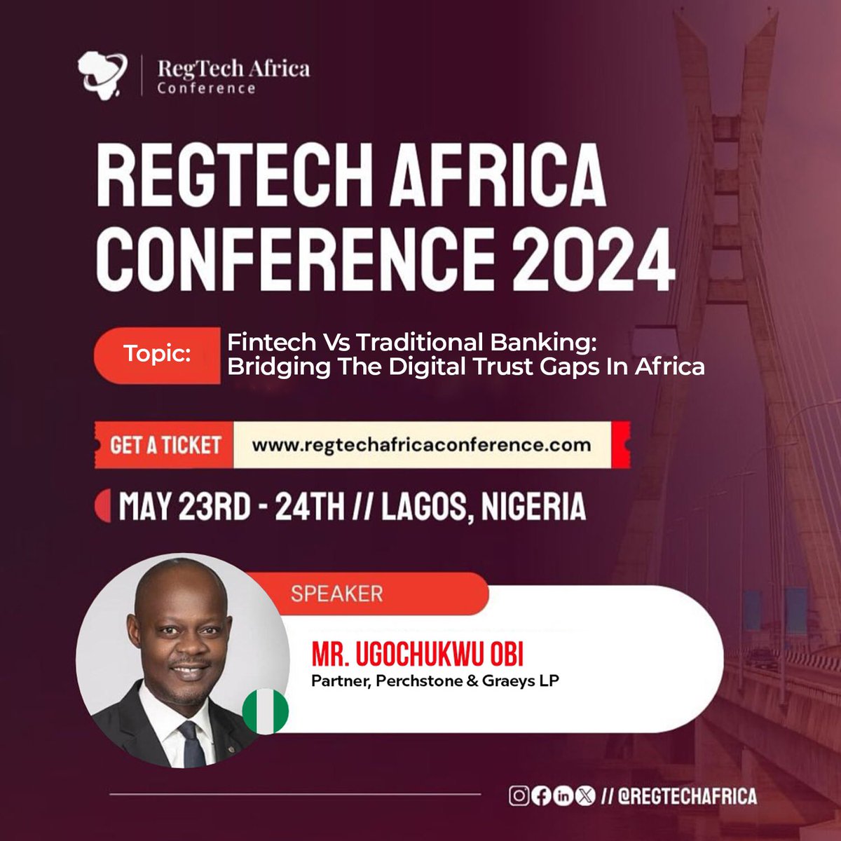 We are thrilled to announce that Mr. Ugochukwu Obi, Partner at the prestigious law firm Perchstone and Graeys, will be taking the stage as a distinguished speaker at this groundbreaking event! 

Tickets 👇regtechafricaconference.com 

#PerchstoneAndGraeys #RegtechAfricaConference