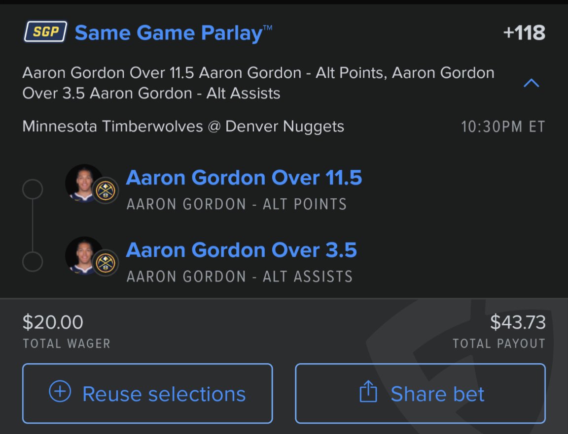 MathTeachBets's tweet image. Gordon thrives when Gobert is active. 
3 of the last 3 on his points prop, and 5 of his last 6 on the assist prop. 

Seems to me much better than 50/50 odds that this hits, and you double your money. I'm dropping 4u.