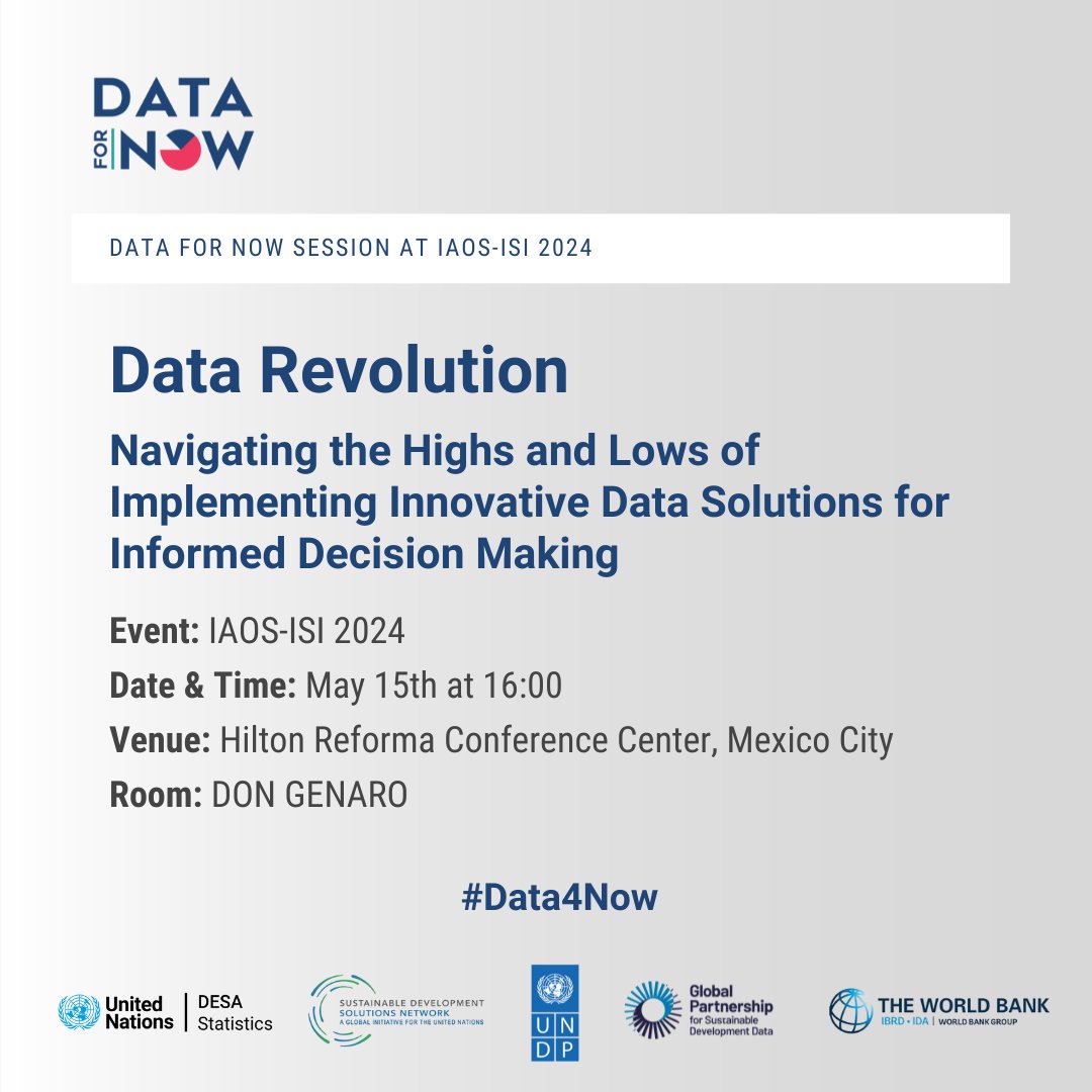 We're witnessing a data revolution! Data from #geospatial and #mobile is helping countries implement data innovations for informed decision-making. Join us at #IAOSISI2024 in #Mexico 🇲🇽 to find out more: isi-next.org/proposals/prop… #Data4Now