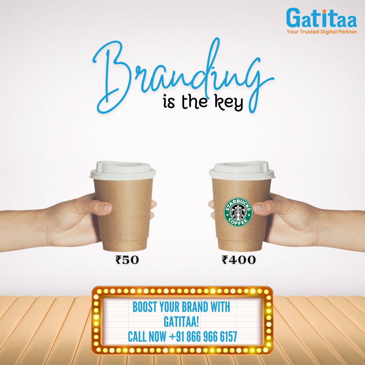 Unlock the door to success with the ultimate key BRANDING! Your brand isn't just a logo, it's a story, an experience, and a promise. Remember, a well-branded business is like a fine wine - it gets better with time and a splash of creativity! 

#digitalpartner #branding  #gatitaa