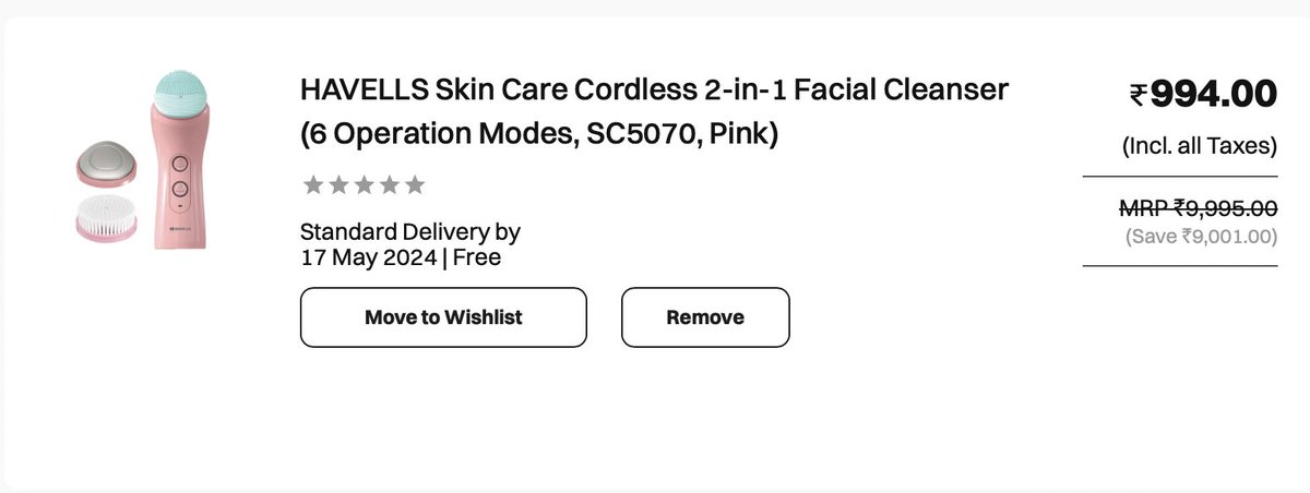Lowest Price Ever! Croma : HAVELLS Skin Care Cordless 2-in-1 Facial Cleanser for ₹994 📌Regular Price ₹3,000+ bit.ly/3WH5MuC