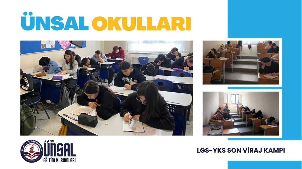 LGS ve YKS Son Viraj Kamplarımız tüm hızıyla devam ediyor! Deneme sınavları, hızlandırılmış konu anlatımları ve soru çözümleri ile dolu dolu bir programla öğrencilerimizi sınavlara hazırlıyoruz. Başarıya giden yolda hep birlikteyiz! #LGS2024 #YKS2024 #SınavHazırlık #ÜnsalOkulları