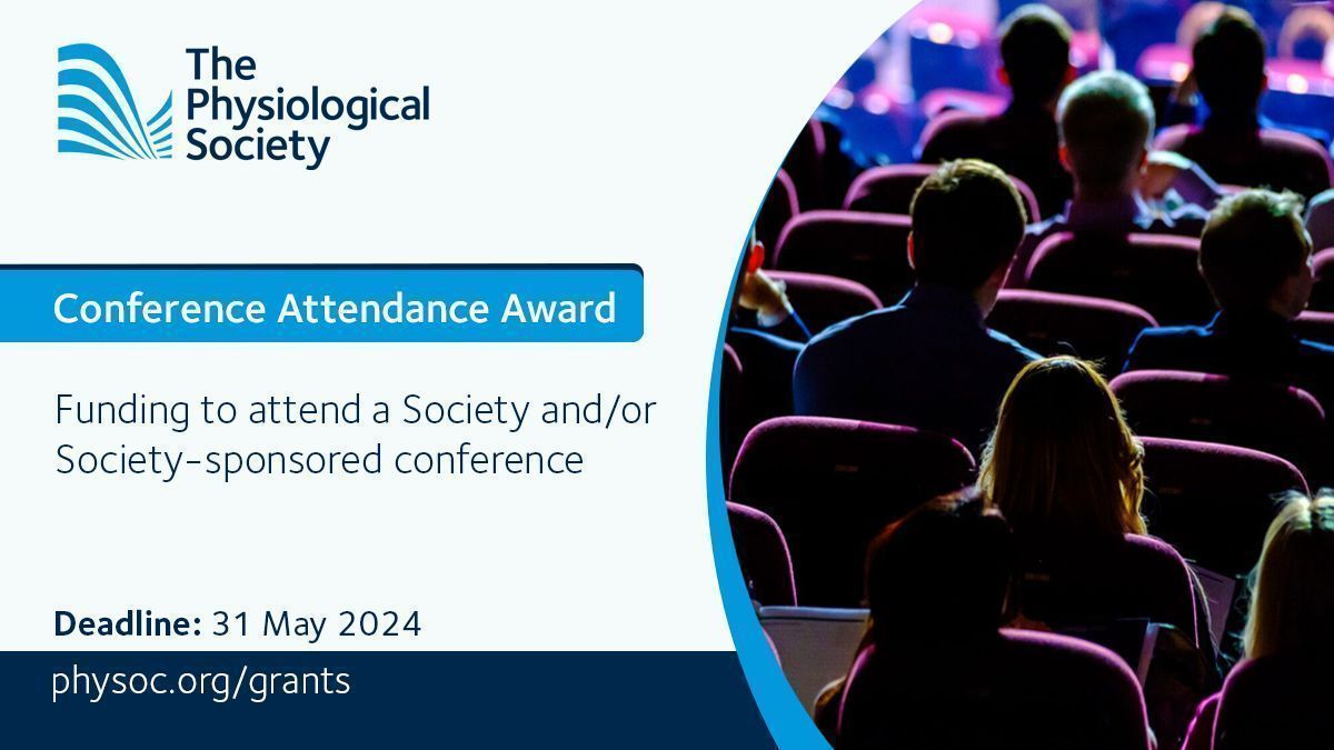 Get support to attend the upcoming #SmoothMuscle or #PhysiologyInFocus 2024 meetings. Our Conference Attendance Awards are intended primarily for the support of member engagement at our own meetings. The next round of applications closes 31 May: buff.ly/3QLHrjr