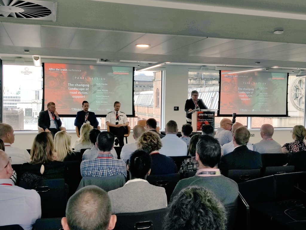 Fantastic panel with <a href="/RuthPurdie/">PurdieConsult</a> of <a href="/UKROEd/">UKROEd</a>, Steve Kilsby of <a href="/leicspolice/">Leicestershire Police</a>, David Clement of <a href="/irwinmitchell/">Irwin Mitchell</a> &amp; Kyle Gordon of <a href="/metpoliceuk/">Metropolitan Police</a> currently comparing the funding, resource and dedication of a homicide response Vs a roads traffic incident. More must be done!
#AftertheCrash