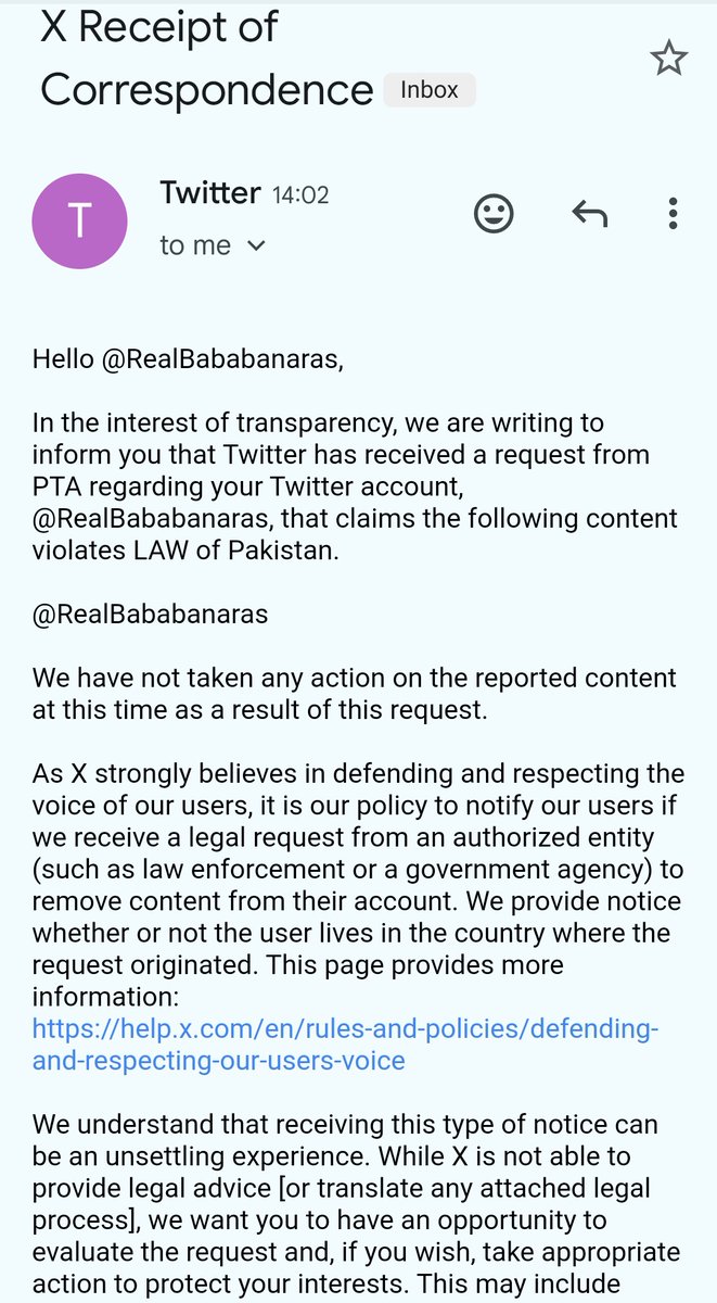 Another love letter received from the neighbourhood. They are mass reporting and doing legal cases against my X account to take down.

Dear Indian Patriots 
I need your support here. Follow/Like/Share my account to fail unholy intention of enemy.

Jai Hind 🇮🇳