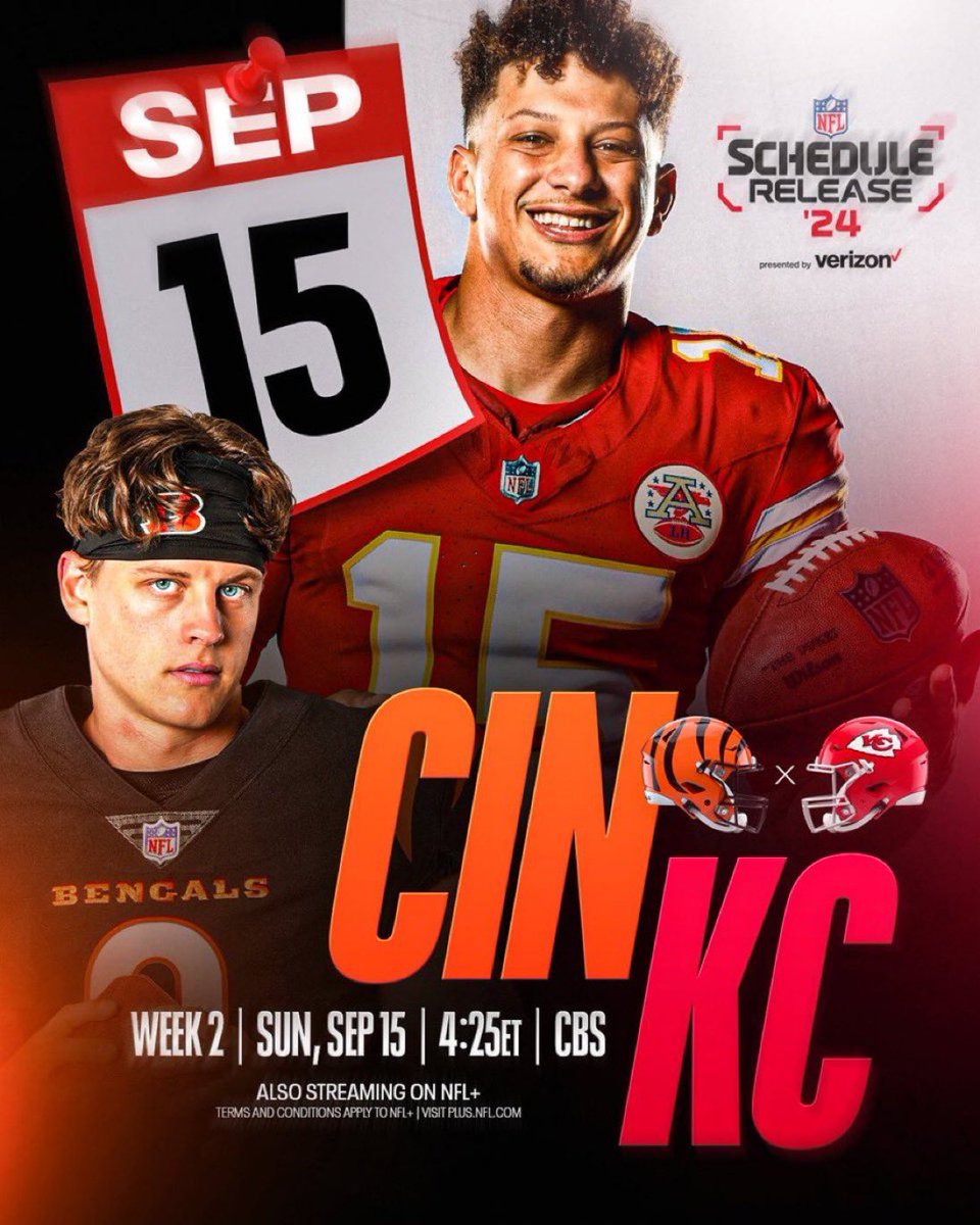 After opening at home vs. the Ravens in Week 1, the Chiefs will play the Bengals in Week 2. Chiefs have back-to-back AFC North opponents to kick off this season.