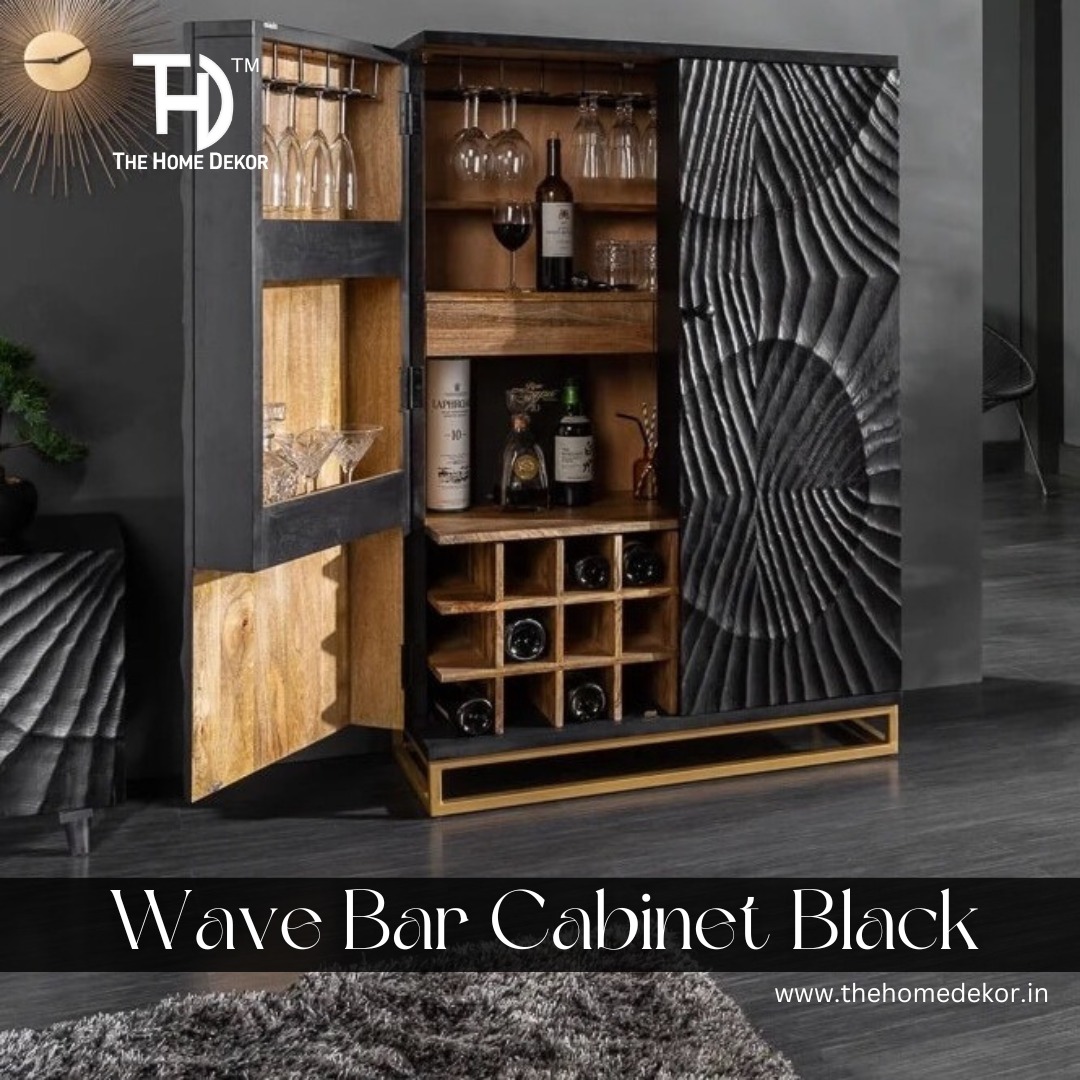 𝗪𝗮𝘃𝗲 𝗕𝗮𝗿 𝗖𝗮𝗯𝗶𝗻𝗲𝘁 𝗕𝗹𝗮𝗰𝗸! 🍸
Crafted with carved shutters & a stylish black distressed finish.
🌿 High-quality mango wood & metal
✨No required assembly!
⚖️Black exterior, golden legs, natural mango finish.
#HomeDekor #InteriorDesign #BarCabinet #FurnitureDesign