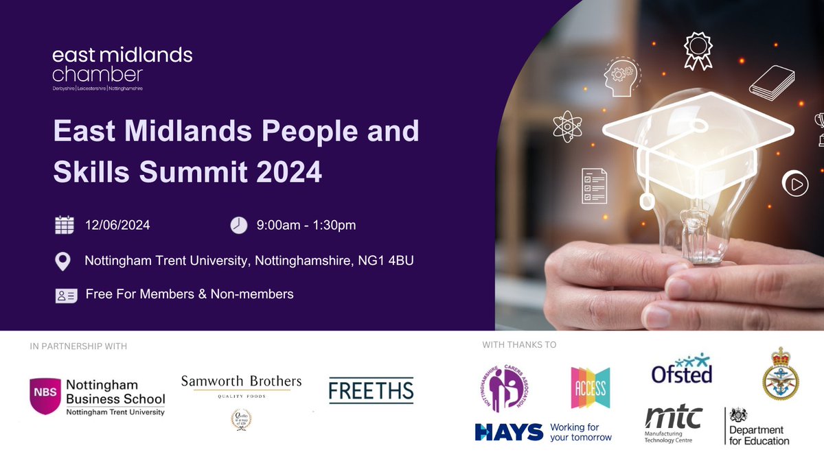 Gain valuable insights from industry experts, thought leaders, and peers on the strategies and policies that will drive business growth and innovation in the region at the East Midlands People and Skills Summit.🎯 Register now (FREE) >>> tinyurl.com/2zmj8rf6