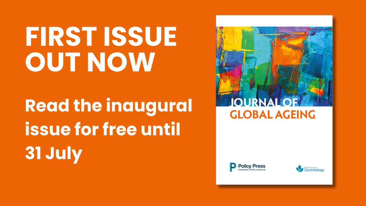 📢 Exciting news! The first issue of @JnlGlobalAgeing is live. Our aims is to advance our understanding of ageing worldwide. 🌍 Join us to share new ideas, findings & perspectives from around the world. Papers free to access until end of July!! bristoluniversitypressdigital.com/view/journals/…