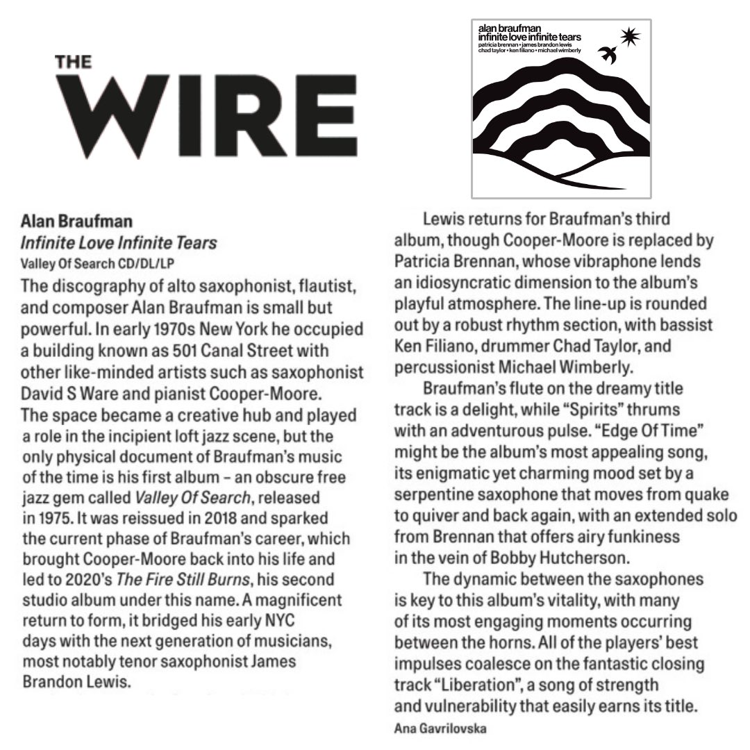 Thanks to @thewiremagazine for this great album review! “Infinite Love Infinite Tears” is out this Friday. Bandcamp listening party Thursday 3pm ET. lnk.to/AlanBraufman