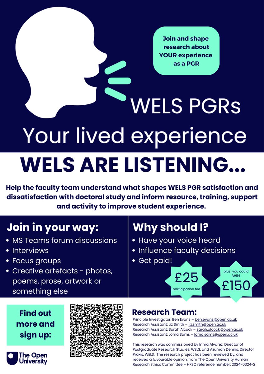 So excited to be part of this project where we have a real opportunity to have the voices of OU WELS PGRs heard. Sign up to join us now - there’s a new recruitment channel on the WELS PGR Community team to register @OUGradSch @WELSPGResearch @inalpu @azumahcarol