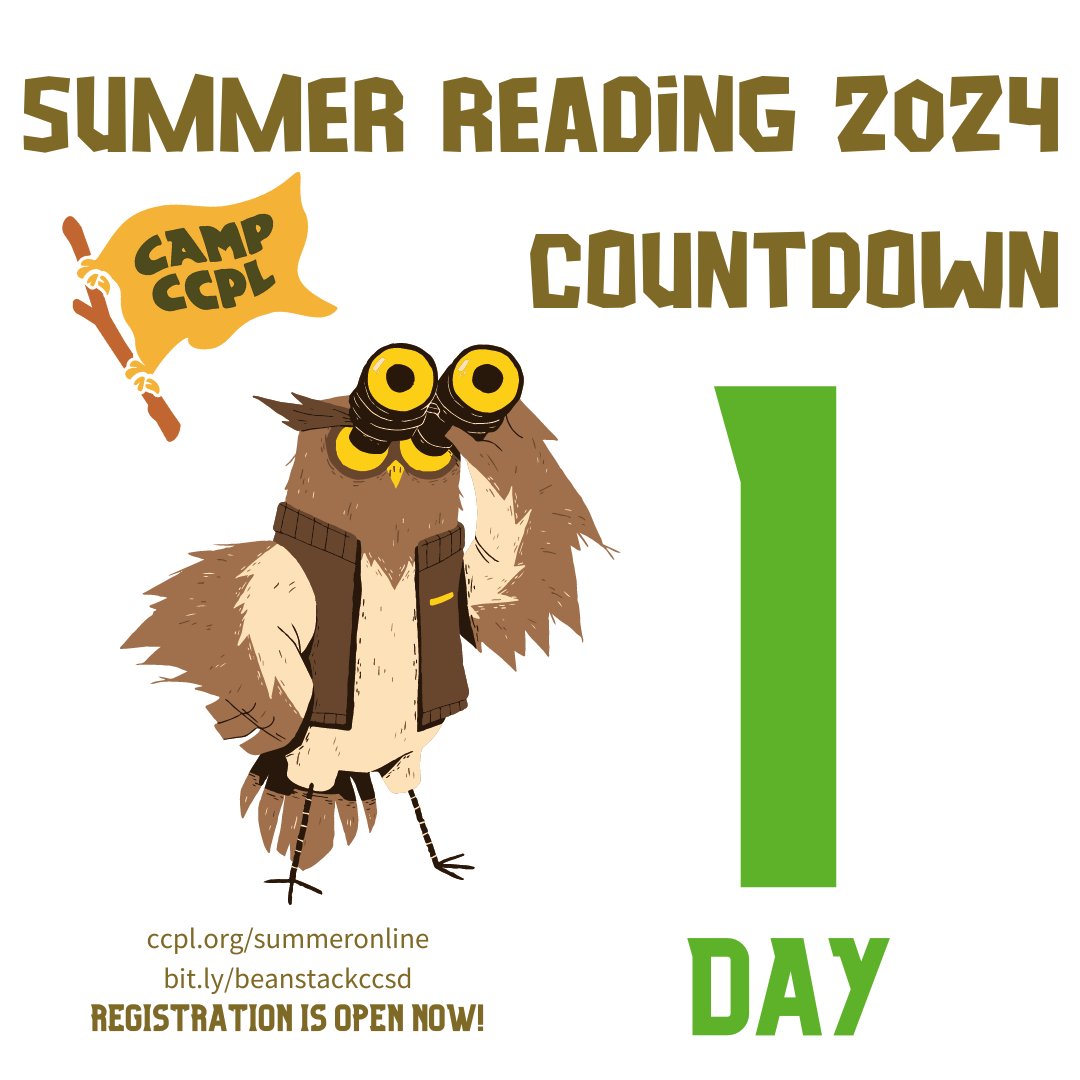 Only hours left! Summer Reading w Charleston County Public Library starts tomorrow 5/15! It's quick & easy to register! CCSD students log into Beanstack via Clever or the free app! Details at bit.ly/beastackccsd. Find all the Summer Reading fun at ccpl.org/summeronline!