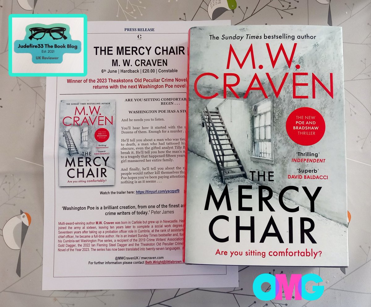 OMG! HUGE thanks to @BethWright26 for sending me a copy of #TheMercyChair by @MWCravenUK due out 6.6.2024! Thank you so so much! I screamed!! 🤣🥰🙏🏻 #Bookmail #BookTwitter #bookchums #booklover #TillyandPoe