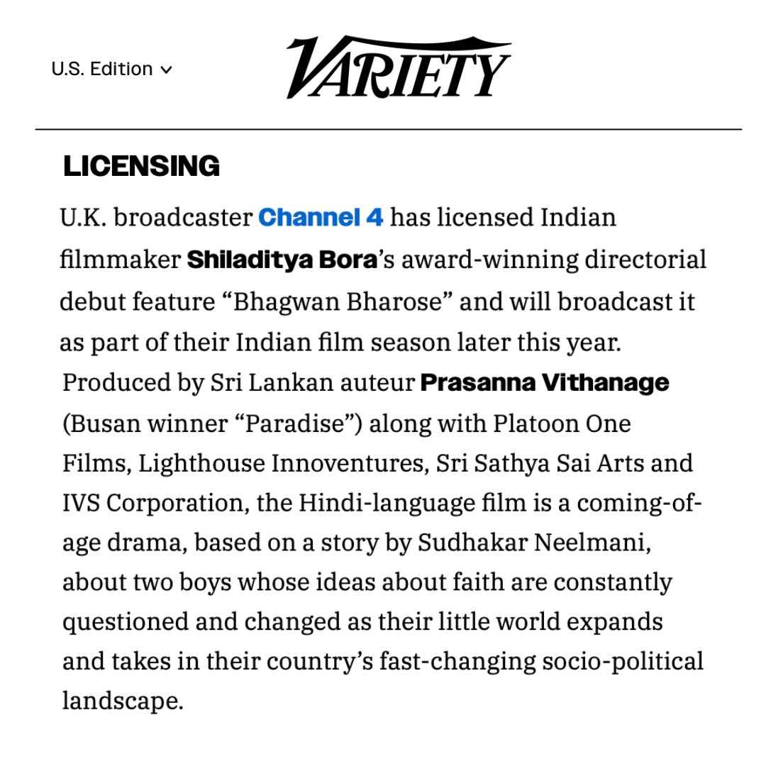 UK Broadcaster @Channel4 licenses my directorial debut feature #BhagwanBharose. Will broadcast it as part of their Indian film season later this year. @PlatoonOneFilms @satendraasoni @pathakvinay @ShilpiAgar @sinhmj @KKRadhamohan @AnkurKumarSingh @RoyAnindit @indianoceanband