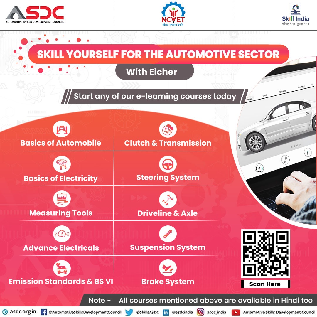 ASDC is offering a golden opportunity to upskill yourself in the dynamic automobile sector! Join us to Skill & Re-skill yourself in this rapidly growing industry. Register now and become a Skillful Pro with us, by clicking here at - bitly.ws/xwkW