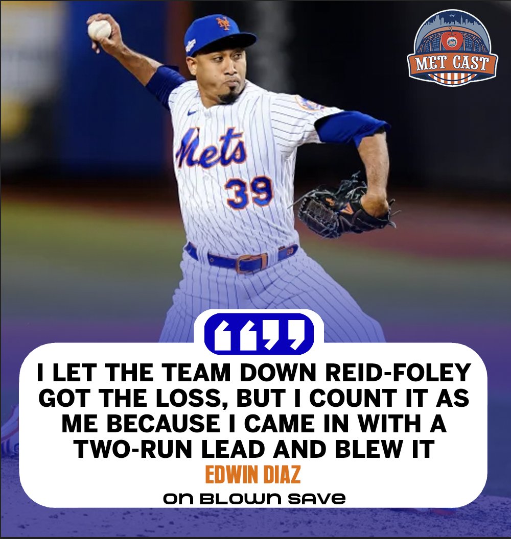 Edwin Diaz takes accountability for last night's loss, which was the worst loss of the season in my opinion. #METS 

I for one am not concerned with Diaz one bit. #LGM