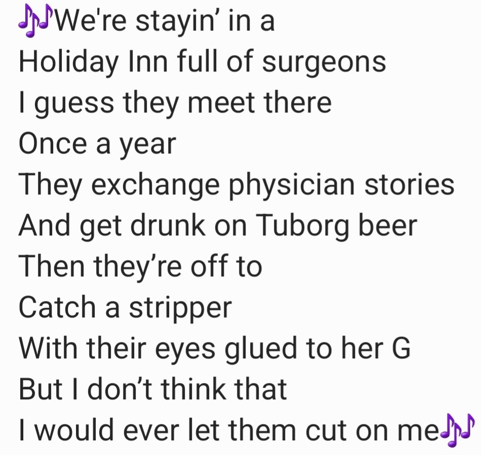 Happy Tuesday!

Even doctors can get a little crazy. But #JimmyBuffett used to joke about surgeons wearing grass skirts into the operating room the day after his concerts.

So you never know what your doc did the night before.

#FinsUp
#BubblesUp
🦈🆙️
🫧🆙️