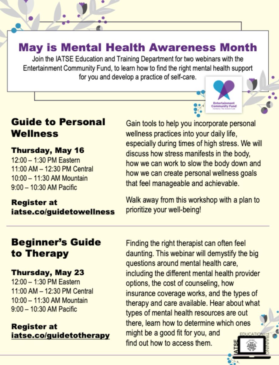 May is #mentalhealth Awareness Month. Here are free sessions offered by @alifeinthearts