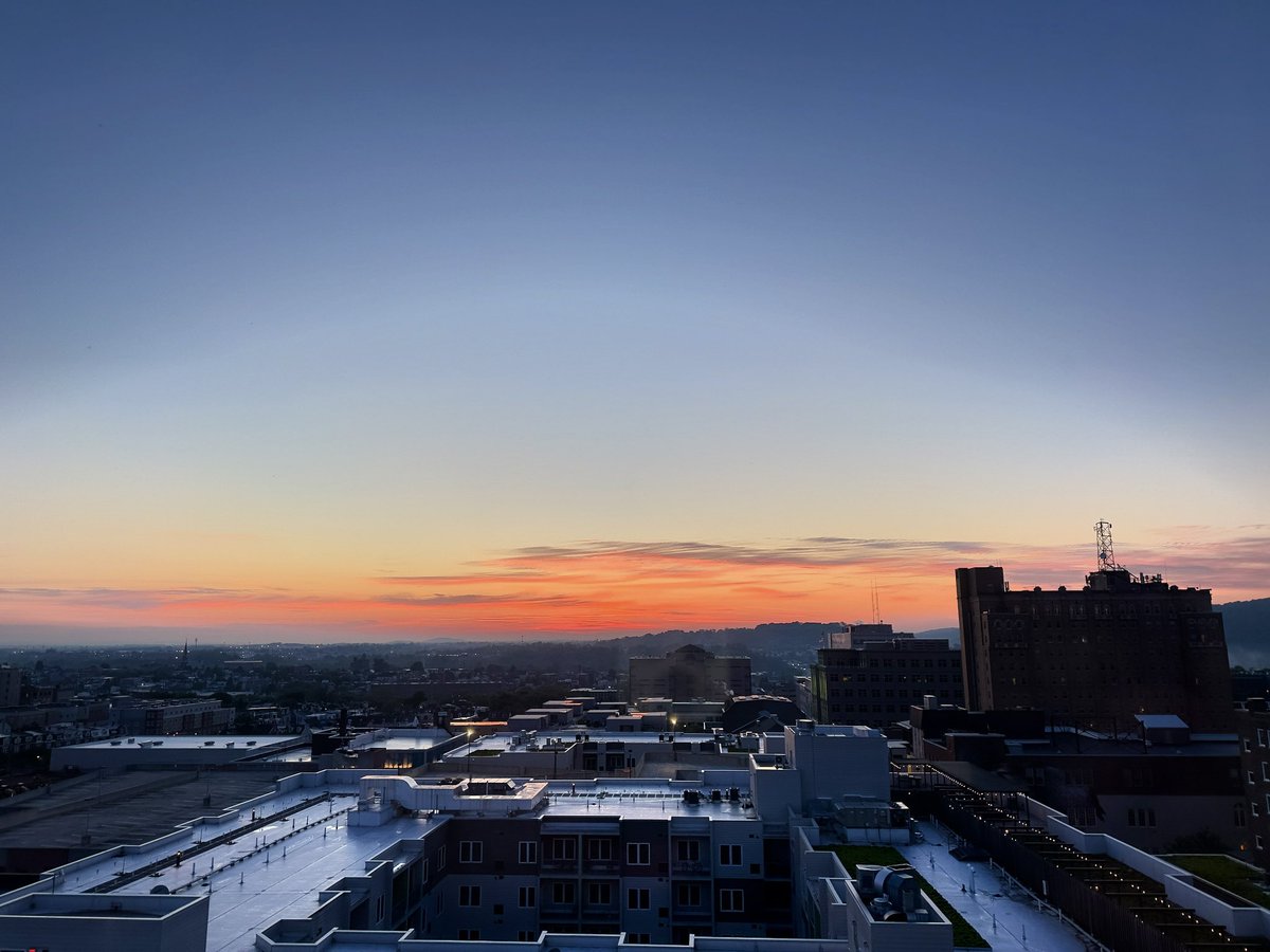 I’m sure this is a camera distortion but sure looks like a blue sky rainbow at sunrise this morning.