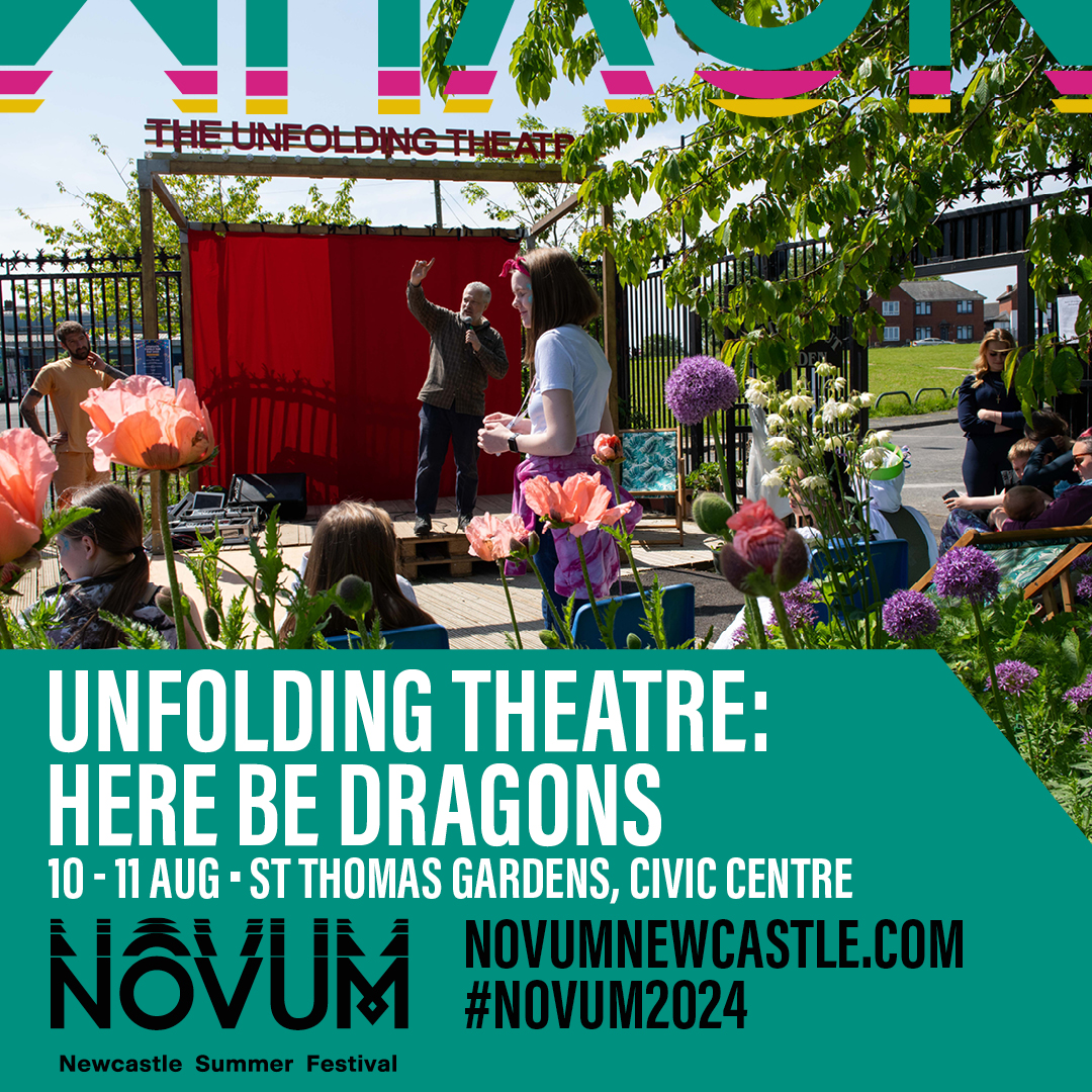 Drop in and take part in fun, dragon-themed activities for families on the @unfoldingtheatr pop-up stage at #Novum2024! Design your own dragon wings and help make a massive map of adventures where your dragon story ideas can take flight.  novumnewcastle.com/festival-progr… @NewcastleCC