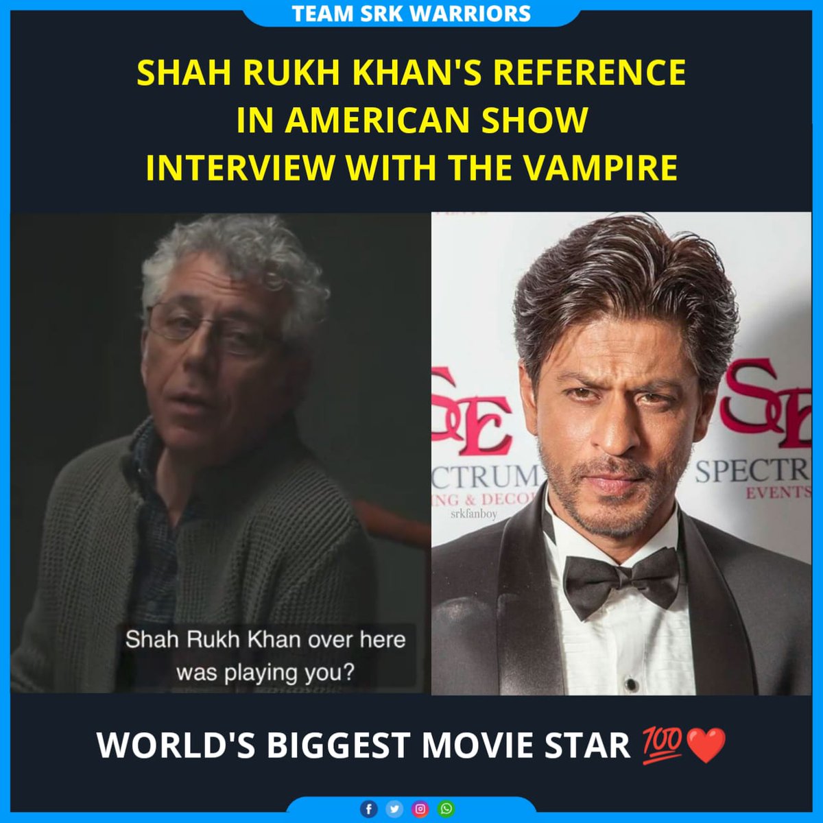 Shah Rukh Khan's reference in the American show 'Interview with The Vampire' 🔥😎 Truly World's Biggest Moviestar ♥️ #ShahRukhKhan