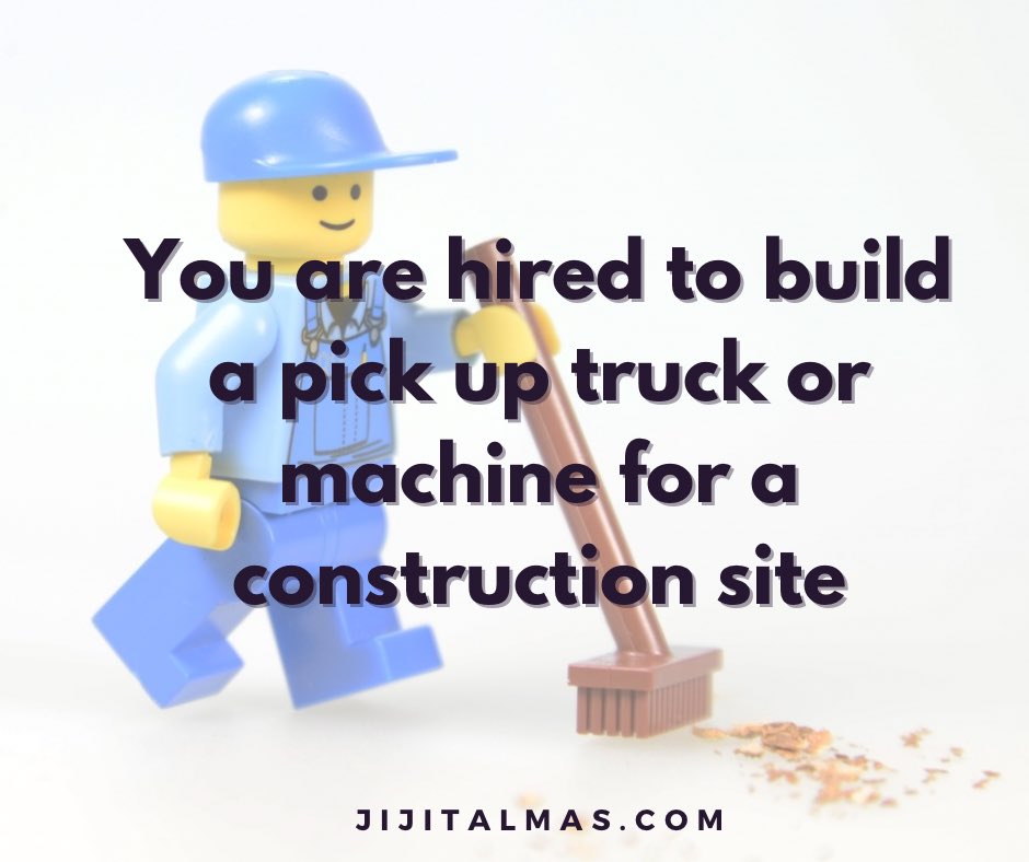 You are hired to build a pick up truck or machine for a construction site #LegoChallenge of the day #STEM #LEGO #PLASP