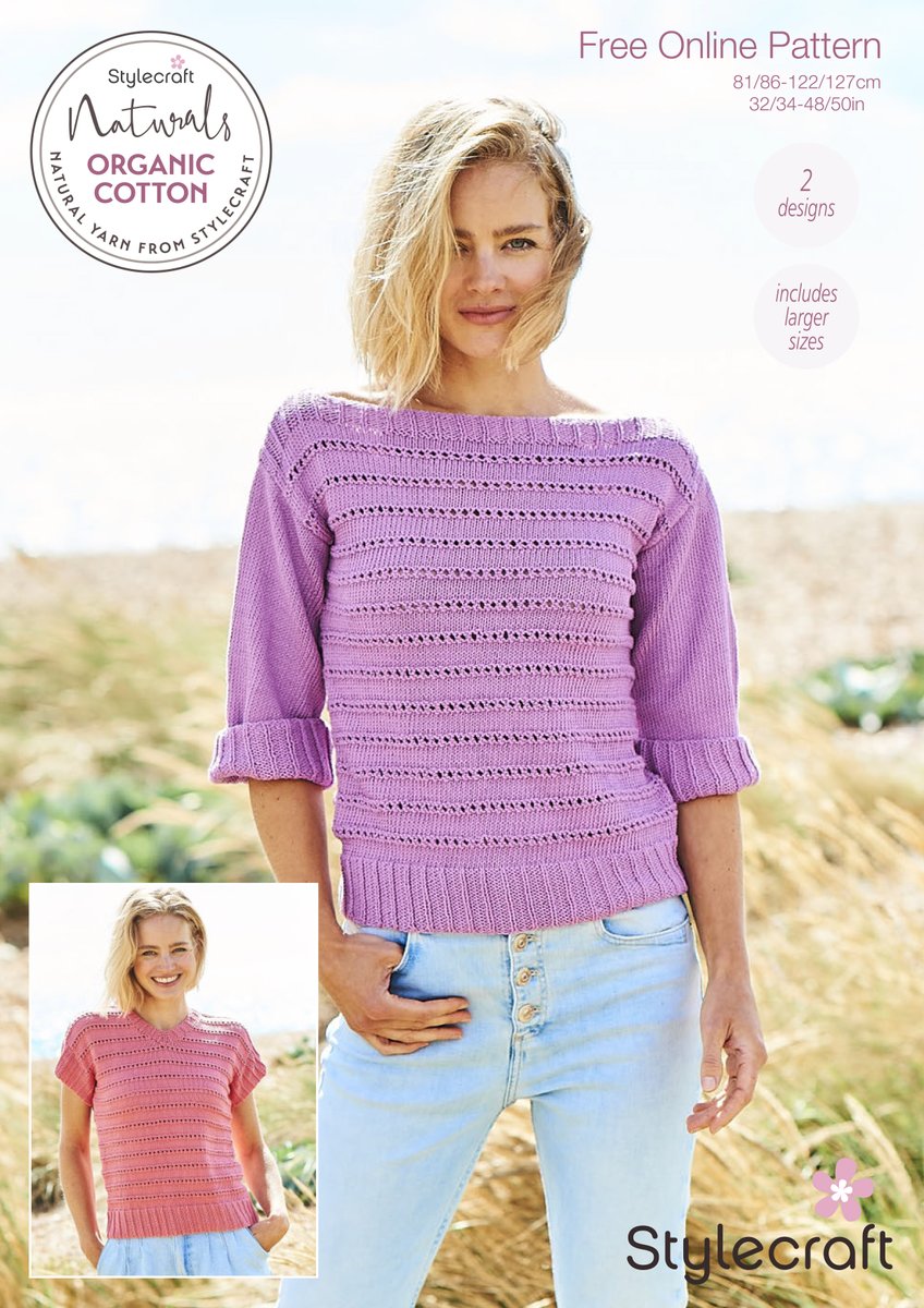 Get ready for warmer days with some lovely Naturals Organic Cotton ( this is the mauve shade) and free pattern FO91 stylecraft-yarns.co.uk/patterns?free=1