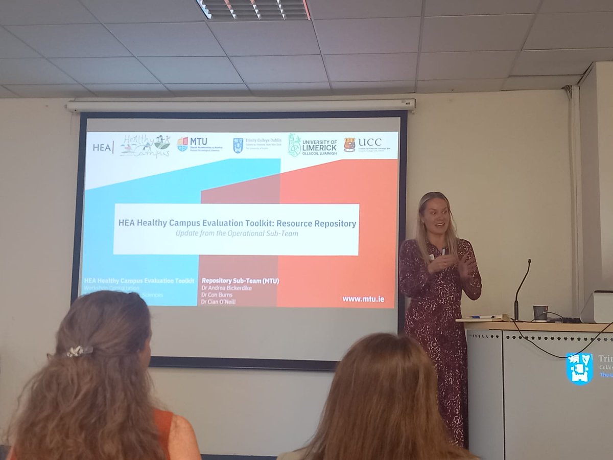 We are delighted to attend the consultation meeting on the draft Healthy Campus Evaluation Toolkit at @tcddublin @CatherineDarker leading the project in collaboration with colleagues in @MTU_ie @UCC @UL @ABickerdike_MTU presenting on the resource repository #healthycampus