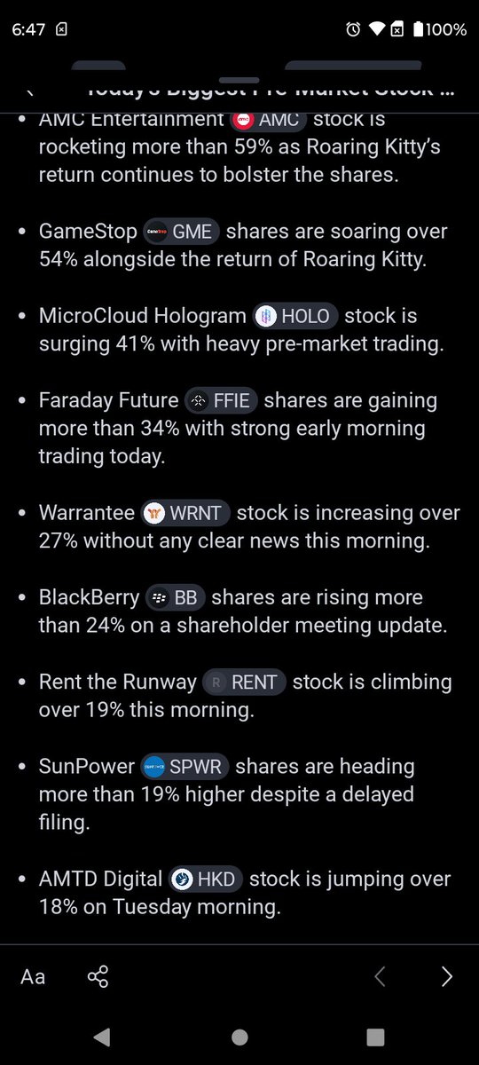 Question for a friends, how is @TheRoaringKitty moving mountains with memes? I understand why $GME is moving. @InvestorPlace don't you wanna blame u/deepfuckingvalue for $HOLO, $WRNT, $BB, $RENT, $SPWR and $FFIE movement? #allornone #powertotheplayers #fuckthemovies