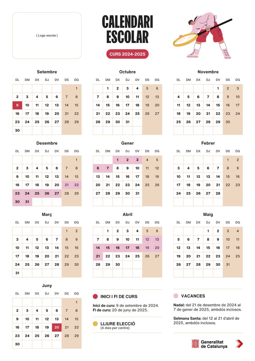 Publicat el Calendari escolar per al curs 2024-2025 
educacio.gencat.cat/ca/arees-actua…