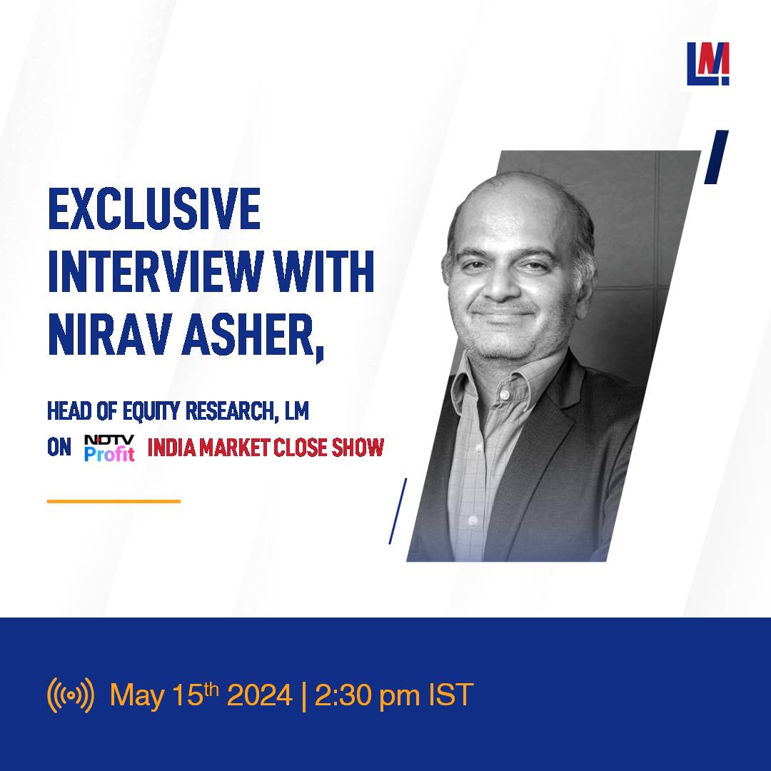 Join us Tomorrow, May 15th, between 2:30 PM and 3:30 PM, as Mr Nirav Asher will be live on @NDTVProfitIndia You can also watch the session on YouTube youtube.com/@NDTVProfitInd………… #NDTVProfit #EquityResearch #NDTVProfitStocks #StockMarket #StocksInFocus #StocksToBuy
