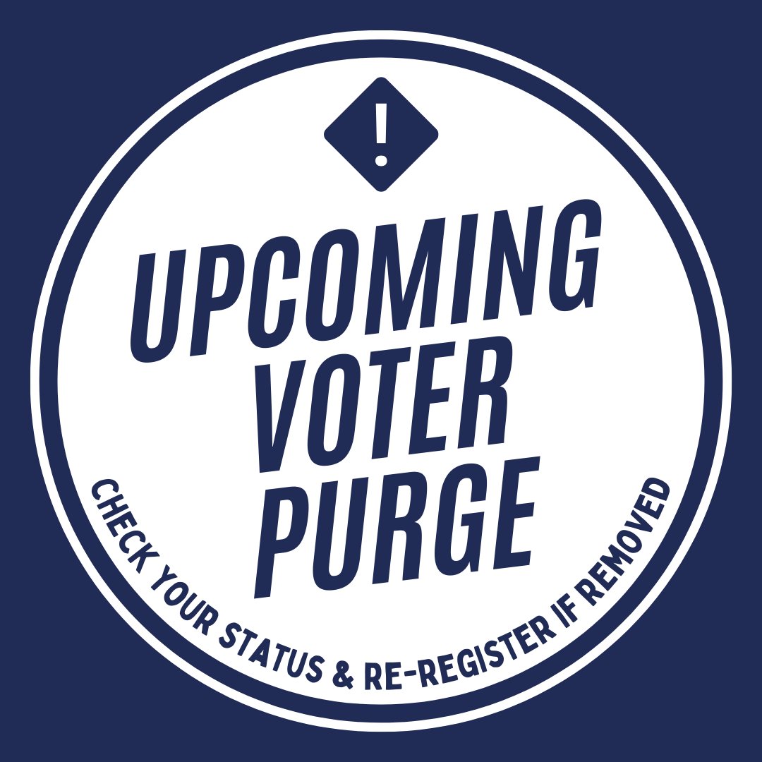 🚨Frank LaRose has announced another round of voter purges ahead of the 2024 Presidential election🚨 The list will be available by May 31, so be prepared to check your status & make sure you're still on the voter rolls. 📢If you have been purged, you must re-register by Oct 7!