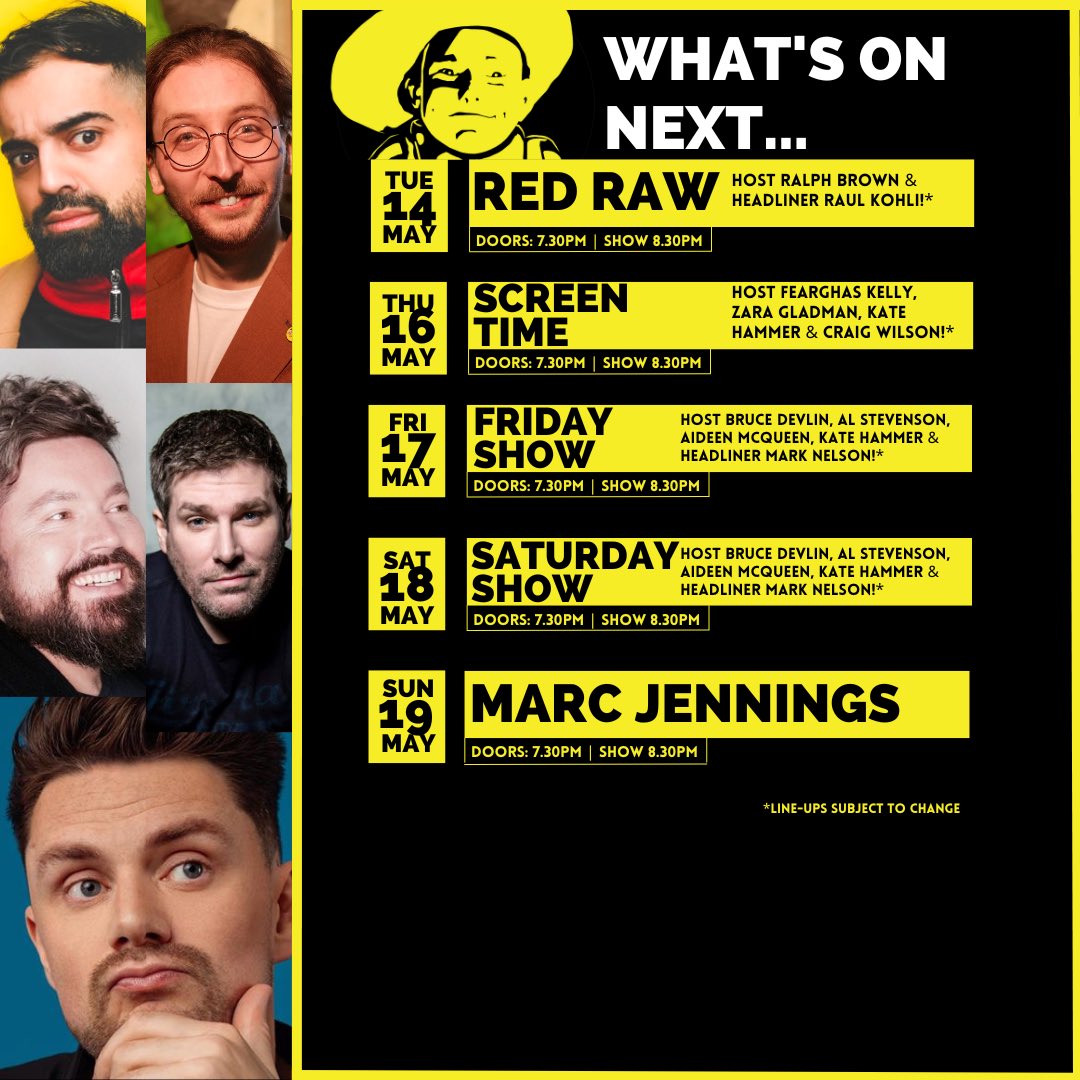 Limited availability for Red Raw tonight so hurry and book now! Hosted by Ralph Brown and headlined by Raul Kohli Screen Time, our monthly new multimedia comedy night, is back on Thursday w/ Fearghas Kelly. The projector screen will be down- are you? 🎟️ thestand.co.uk/whats-on/glasg…