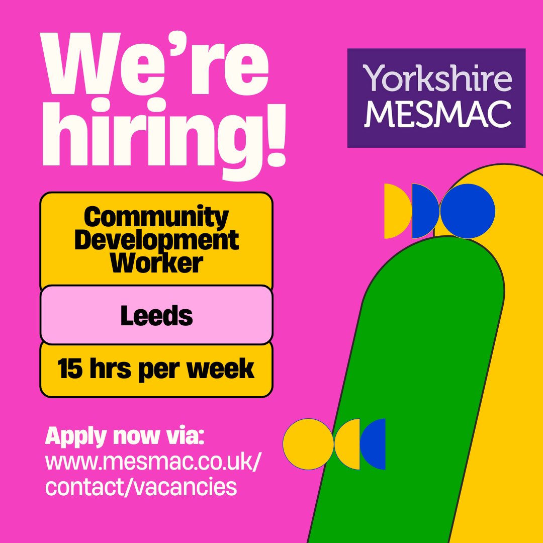 We're hiring! Deadline for applications is 10am on 31st June 2024. Any questions, please email us at leeds@mesmac.co.uk