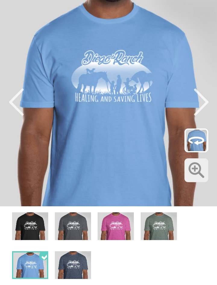 Who already has a Diego Ranch shirt? Do you like it? This design represents the thousands of clients we have served through our eight years of equine therapy. I can proudly say we have a 100% success rate. Who wants a beautiful soft shirt while showing off a great program?