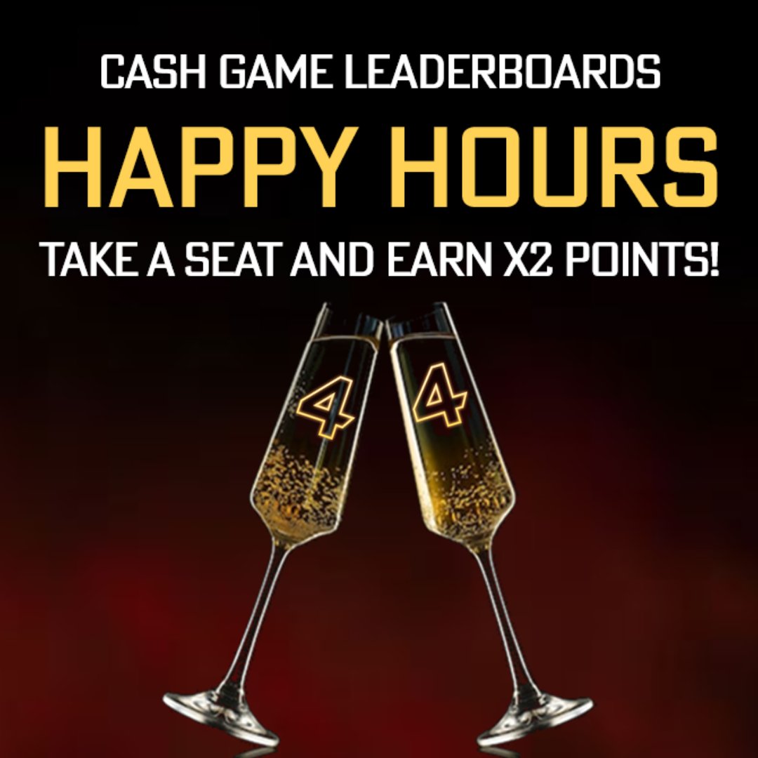 Happy Hours around the clock! 🥂

Take advantage of the Happy Hours throughout the day to boost your points for the Cash Game Leaderboards! 🚀

Happy Hours from 06:00-08:00, 12:00-14:00, 17:00-19:00 & 21:00-23:00 ET ⏰

Play at 4Poker 🔥

#poker #pokergame #cashtable #pokerplayer