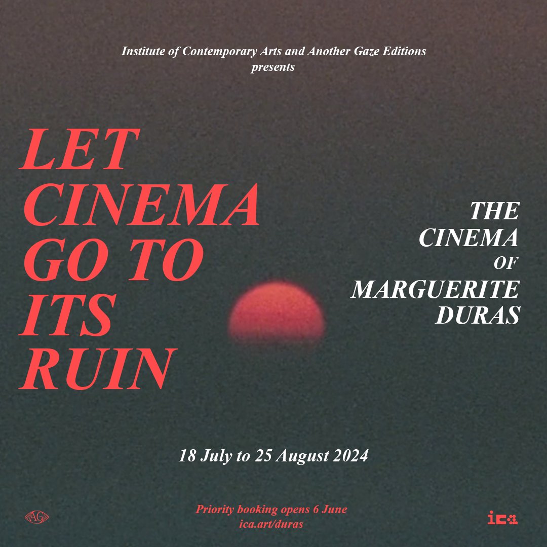 Institute of Contemporary Arts (@icalondon) on Twitter photo “Cinema is being trapped in the dark with an image. Nothing more. The rest is nonsense. There is no theory that can support it.”
ICA and Another Gaze Editions <a href="/anothergaze/">Another Gaze / Another Screen</a> announce a major retrospective: ‘Let Cinema Go To Its Ruin: The Cinema of Marguerite Duras’
18 Jul–25 Aug “Cinema is being trapped in the dark with an image. Nothing more. The rest is nonsense. There is no theory that can support it.”
ICA and Another Gaze Editions <a href="/anothergaze/">Another Gaze / Another Screen</a> announce a major retrospective: ‘Let Cinema Go To Its Ruin: The Cinema of Marguerite Duras’
18 Jul–25 Aug