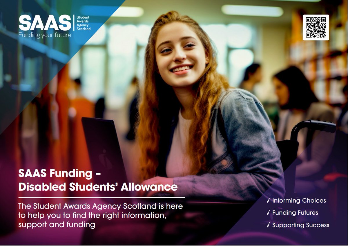 ILFScotland's tweet photo. If you're in Scotland or Northern Ireland remember to apply for your Disabled Students' Allowance (DSA) if you're heading to uni this year.

In Scotland you apply through @saastweet. In Northern Ireland it's through Student Finance NI.

And remember you have to apply every year. https://t.co/mNaBjFCF1l