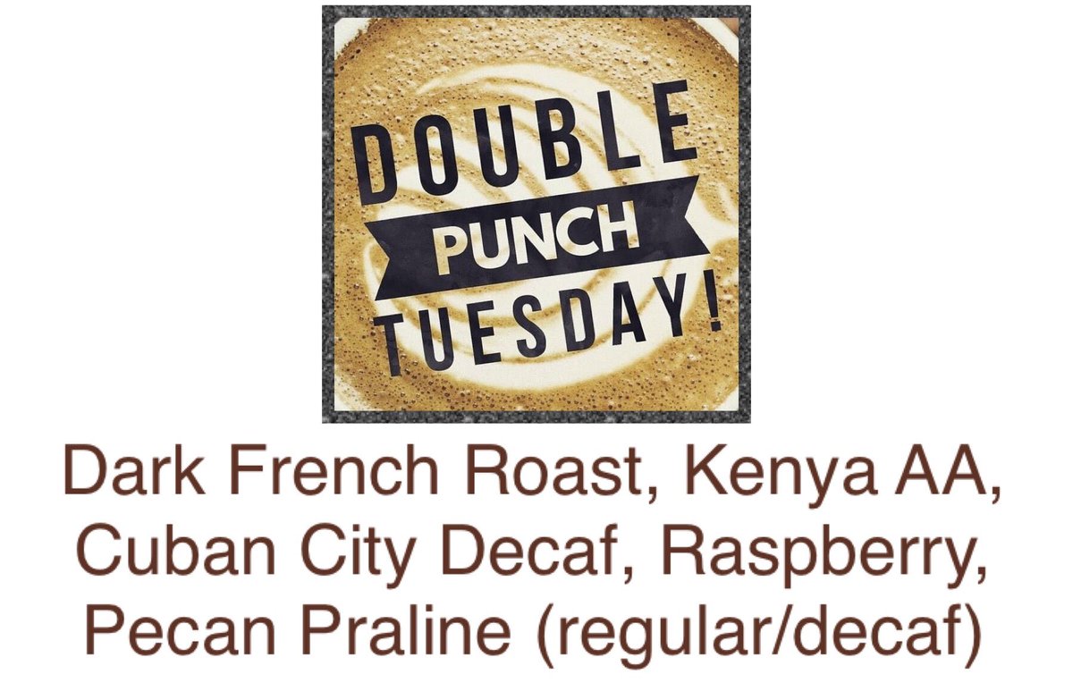 It’s Double Punch Tuesday!  Get double punches for each drink you purchase. Here’s the brewed coffees for today. Open until 7 pm. #blackchickencoffee #coffee #frappe #latte #uptownlexington