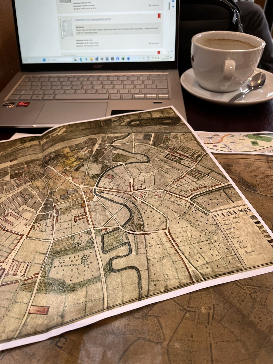 I’m on a history hunt in Waterford City today, using an 1830’s map to settle a matter of national importance Book 2 is well underway! #amwriting #waterford #irishhistory