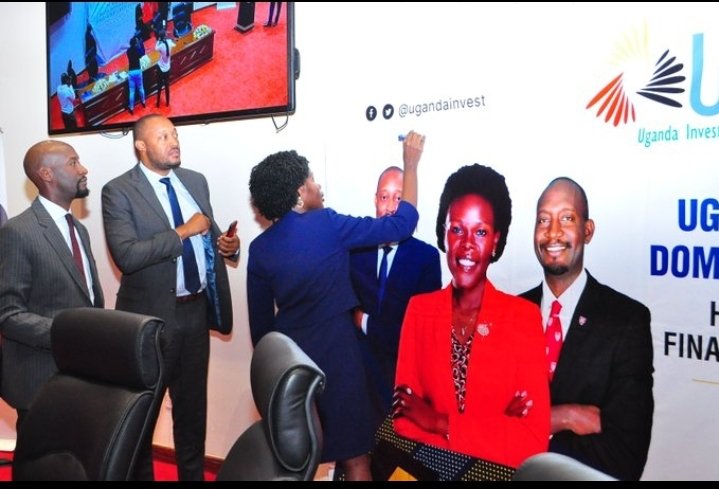State minister @mofpedU Hon. @HonAniteEvelyn, Director General @ugandainvest Mr. @mukiza_robert & Chairman Board Mr. @Rwakakamba at the launch of The Domestic Investment Division. The division will ensure that all concerns raised by local investors are delt with promptly.