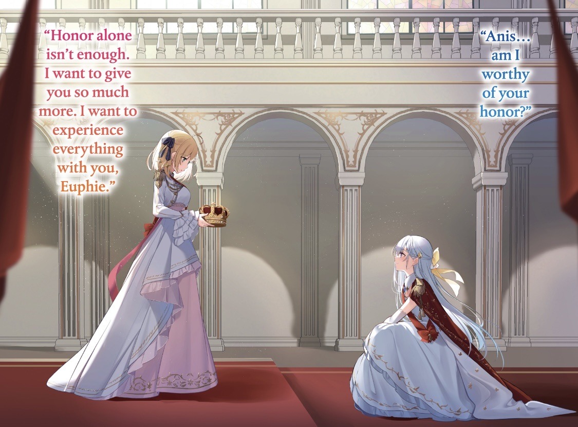 Literally_Lele's tweet image. What is everyone's favourite moment in Yuri?

Mine is Euphies coronation as queen.
