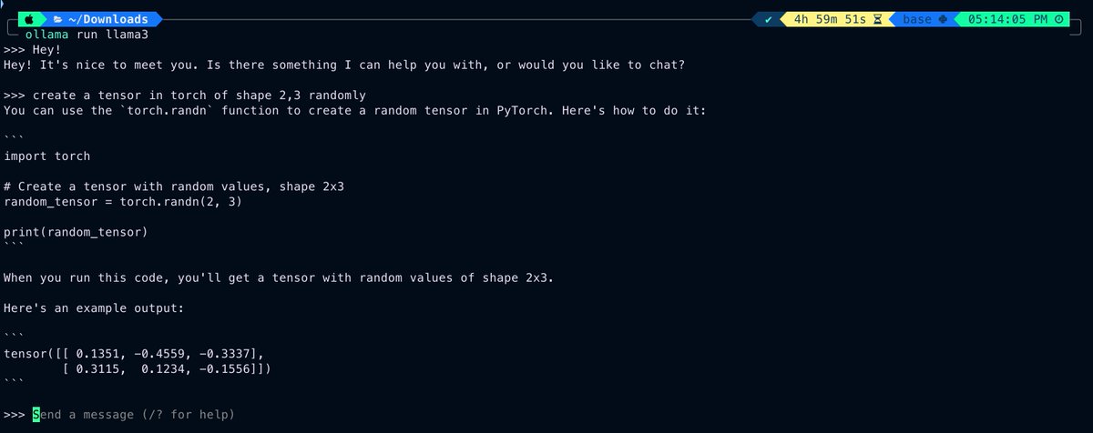 ChaudharyMaheep's tweet image. Not as good as ChatGPT for code assistance but having something offline so good is a game-changer. 

Llama-3 rocks!

Setup: youtube.com/watch?v=yz-Go4…

#LlamaRace #llama #codeassistant #copilot #meta #OpenAI