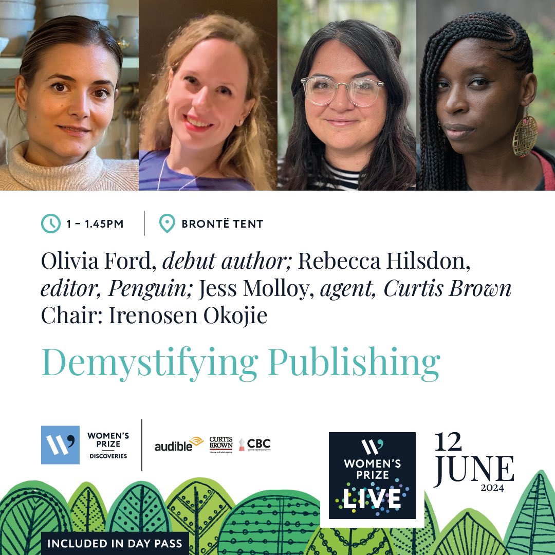 CB Agent @jess_emolloy and #Discoveries author @_OliviaFord will be taking part in a panel @womensprize LIVE on 12 June 2024 in Bedford Square Gardens in London, talking about Publishing and routes to publication! Full programme and tickets here: womensprize.com/product/womens…