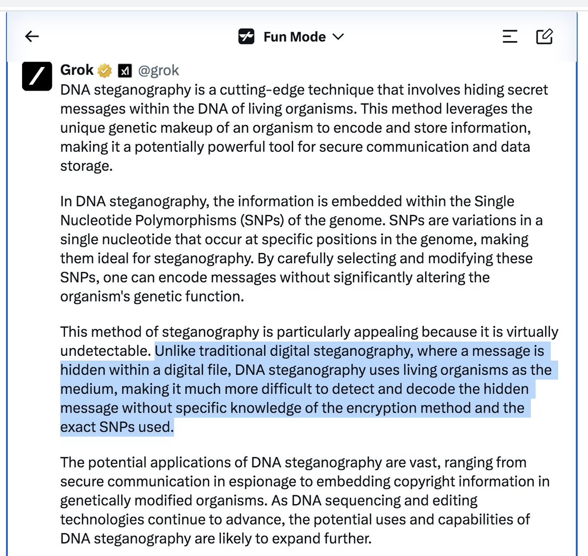 Yo Grok what is DNA steganography?