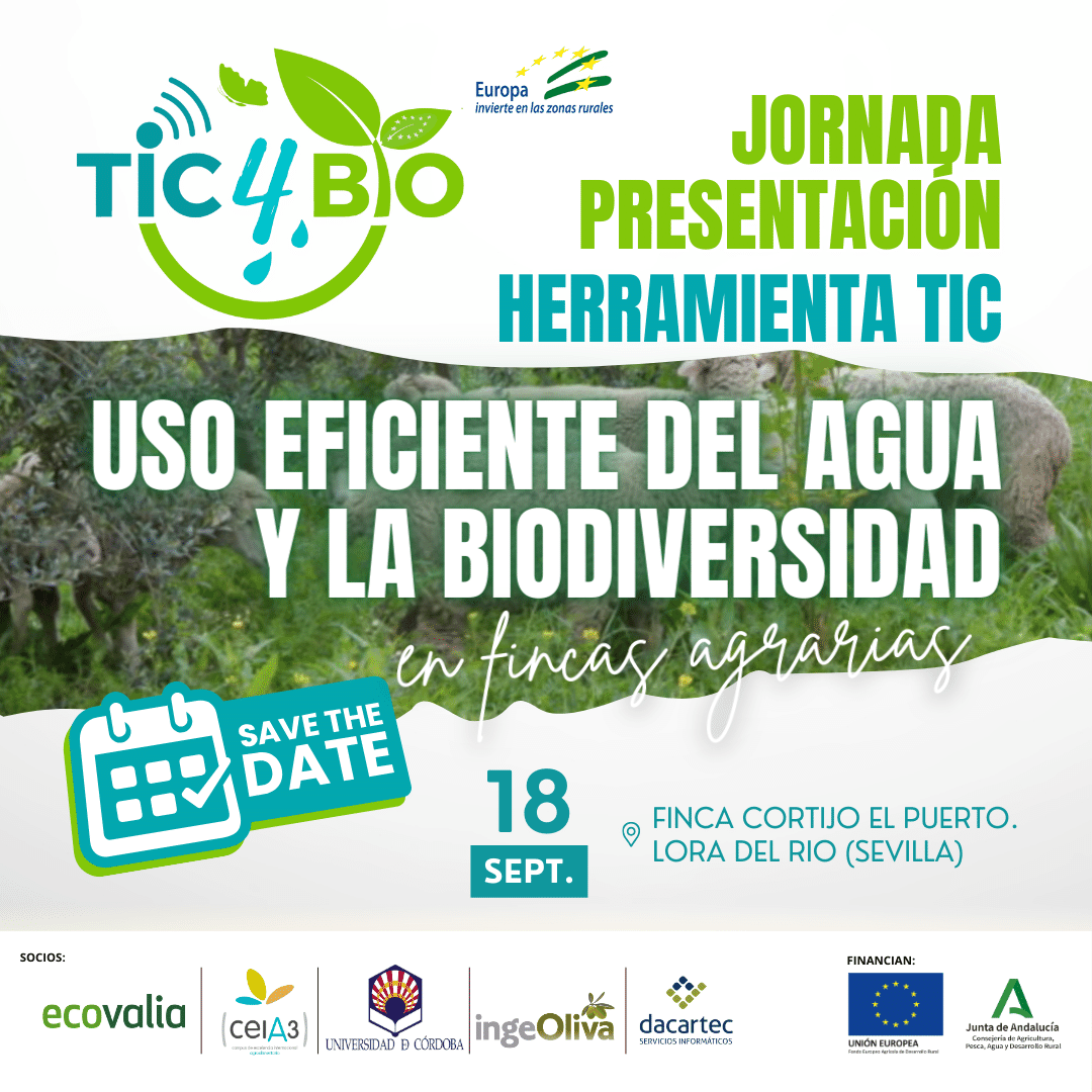 🗓️¡Descubre los avances en agricultura ecológica y TIC en las jornadas de presentación del proyecto TIC4BIO! 🌱🔍 Únete a nosotros el 18 de septiembre de 2024 en Finca IngeOliva Lora del Río. 
INSCRÍBETE 👉 forms.office.com/e/jFVFyydiKX
#TIC4BIO #InnovacionEcologica #SaveTheDay